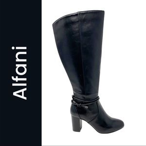 ALFANI Women's Black Giliann Dress Boots-Extended Calf